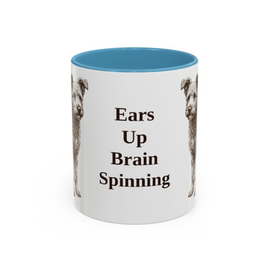 11oz Funny Pumi Mug, Light Blue, front view