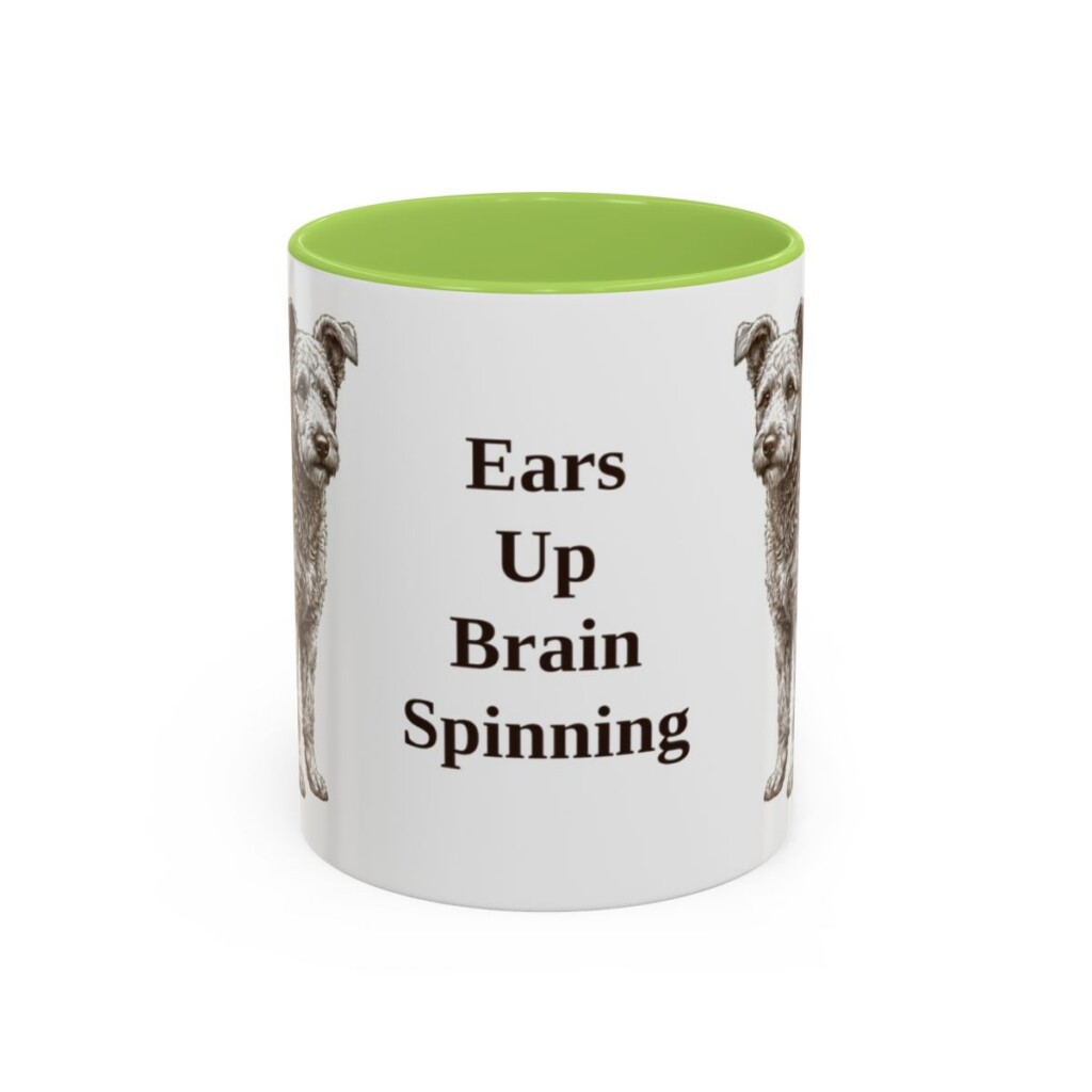 11oz Funny Pumi Mug, Light Green, front view