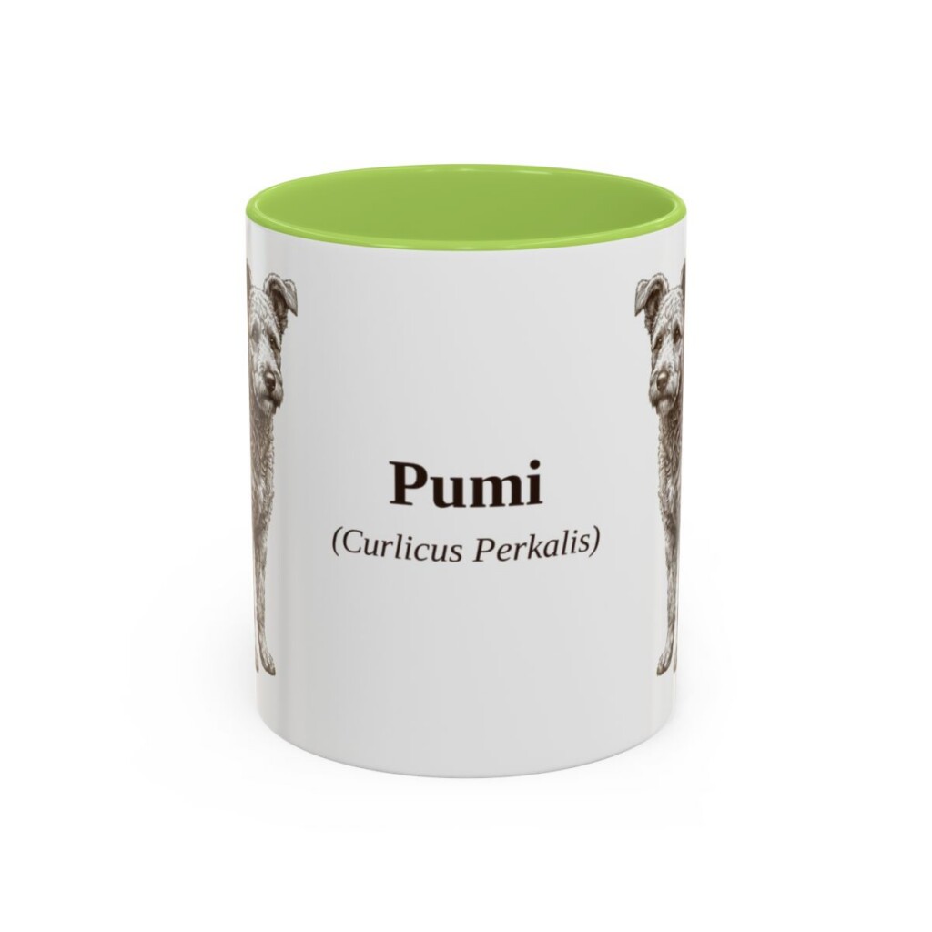 11oz Pumi Latin Mug, Light Green, front view