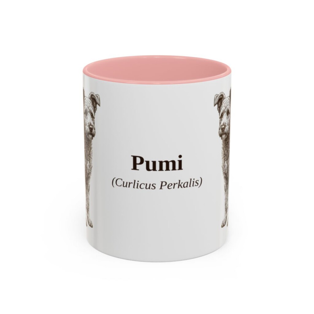 11oz Pumi Latin Mug, Pink, front view