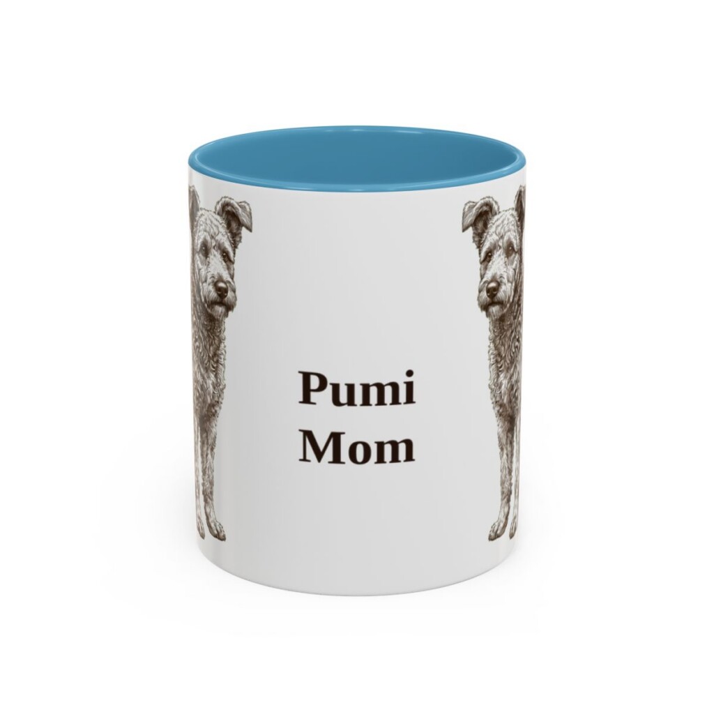 11oz-pumi-mug-mom-light-blue 11oz Pumi Dog Mom Mug, Light Blue, front view