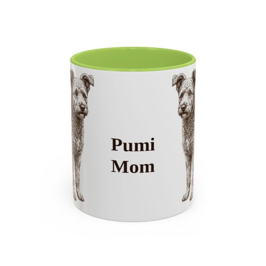 11oz-pumi-mug-mom-light-green 11oz Pumi Dog Mom Mug, Light Green, front view