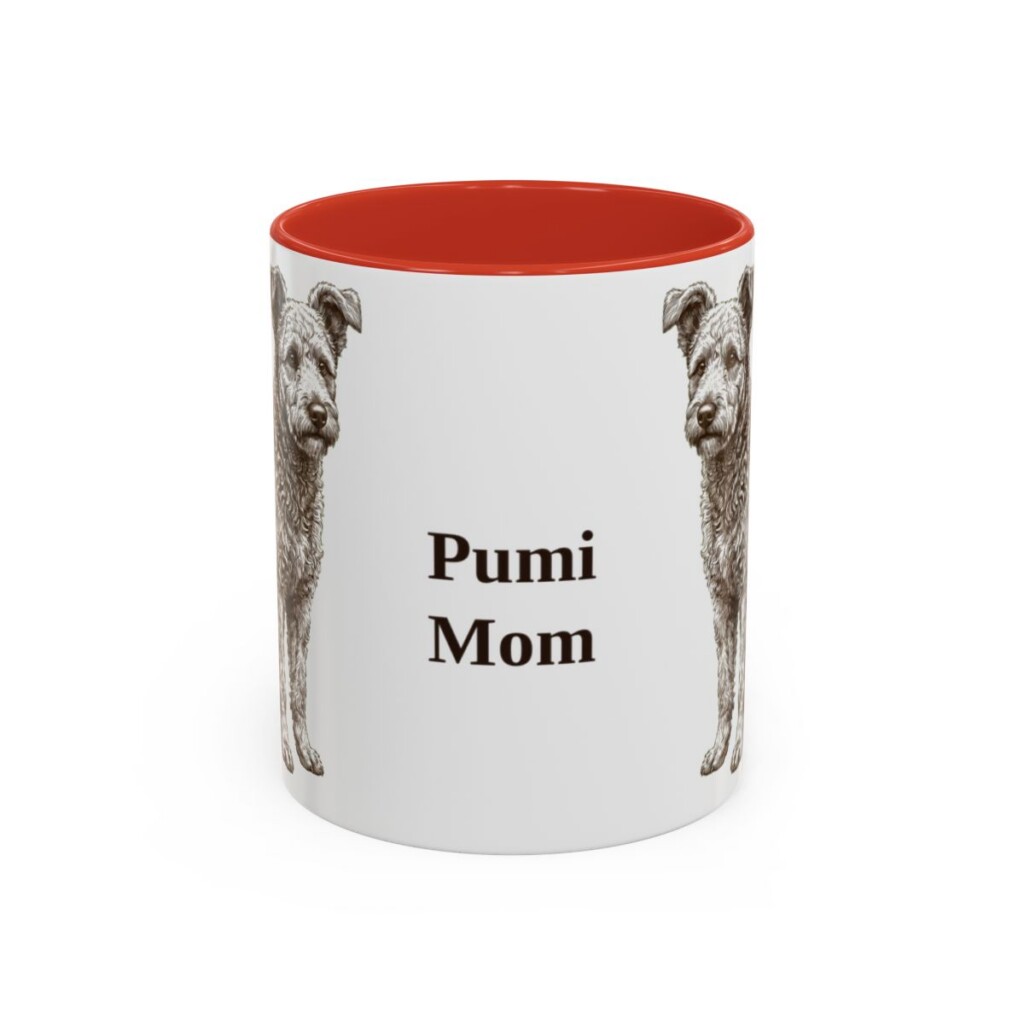 11oz-pumi-mug-mom-red 11oz Pumi Dog Mom Mug, Red, front view