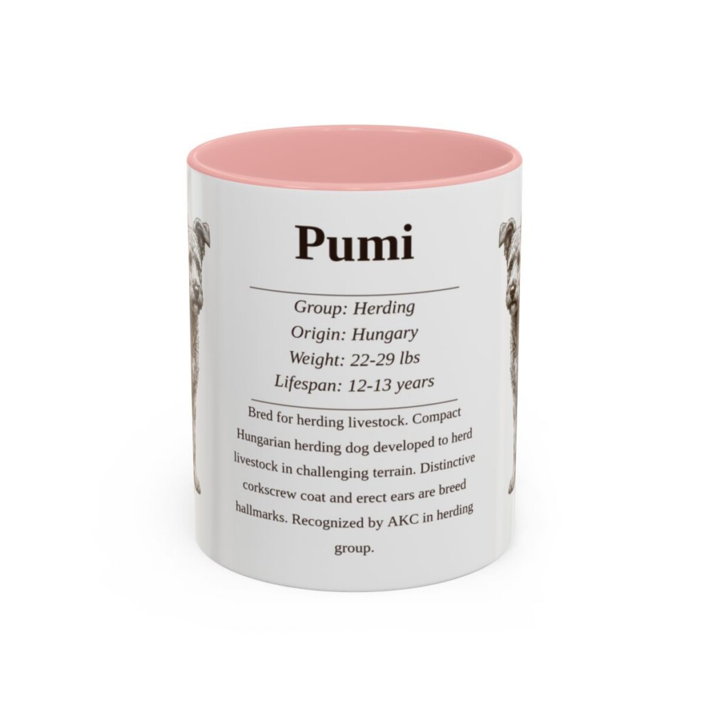 11oz Pumi Mug, Pink, front view