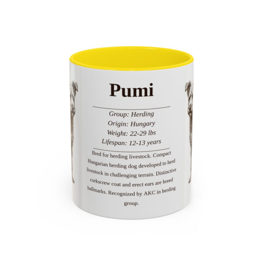 11oz Pumi Mug, Yellow, front view