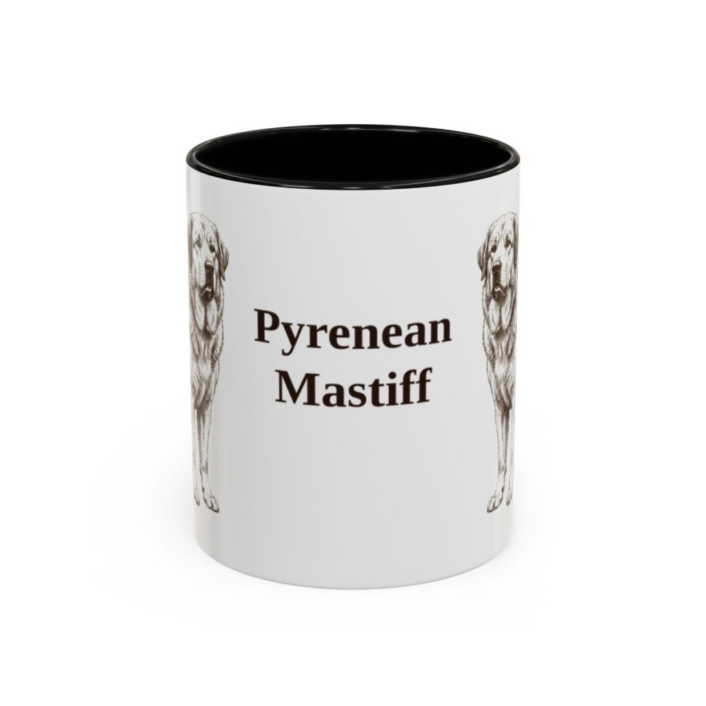 11oz-pyrenean-mastiff-mug-black-front 11oz Pyrenean Mastiff Mug, Black, front view