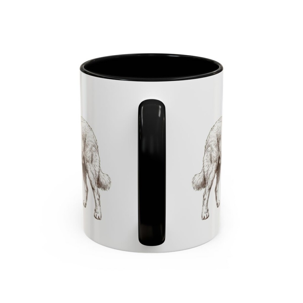 11oz Pyrenean Mastiff Dog Dad Mug, Black, back view