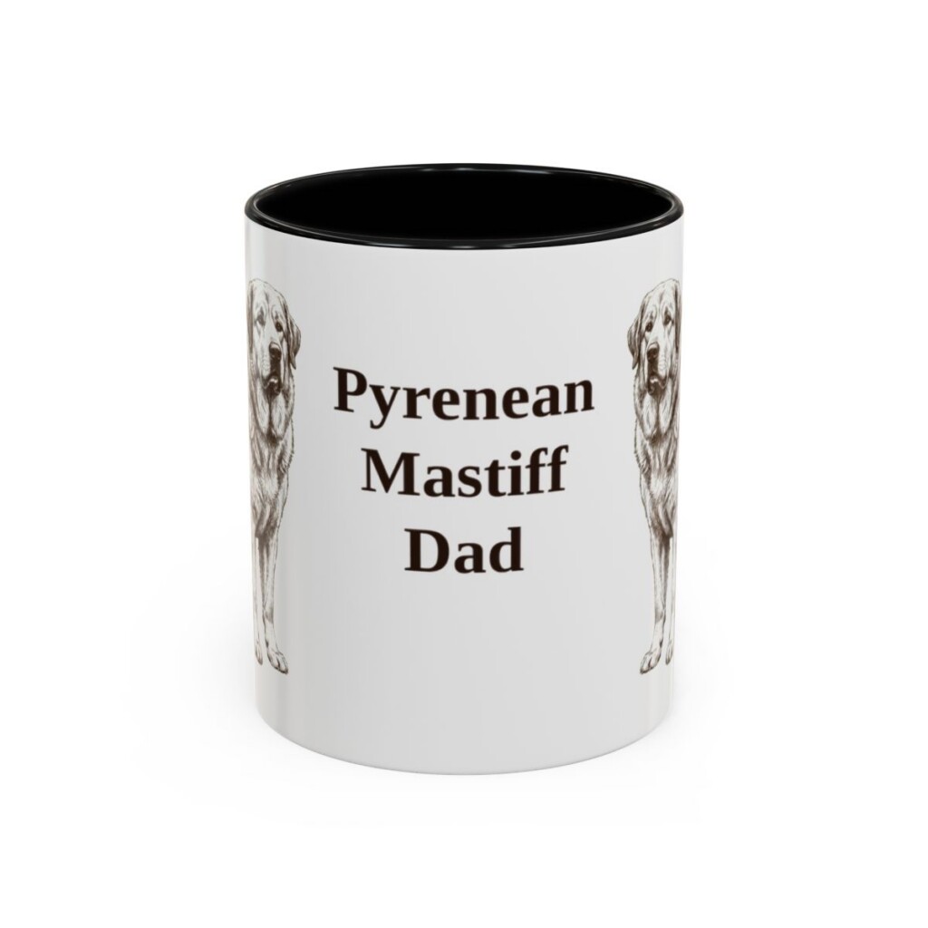 11oz Pyrenean Mastiff Dog Dad Mug, Black, front view