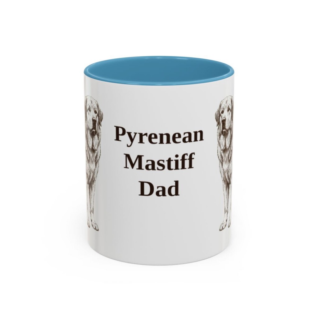 11oz Pyrenean Mastiff Dog Dad Mug, Light Blue, front view