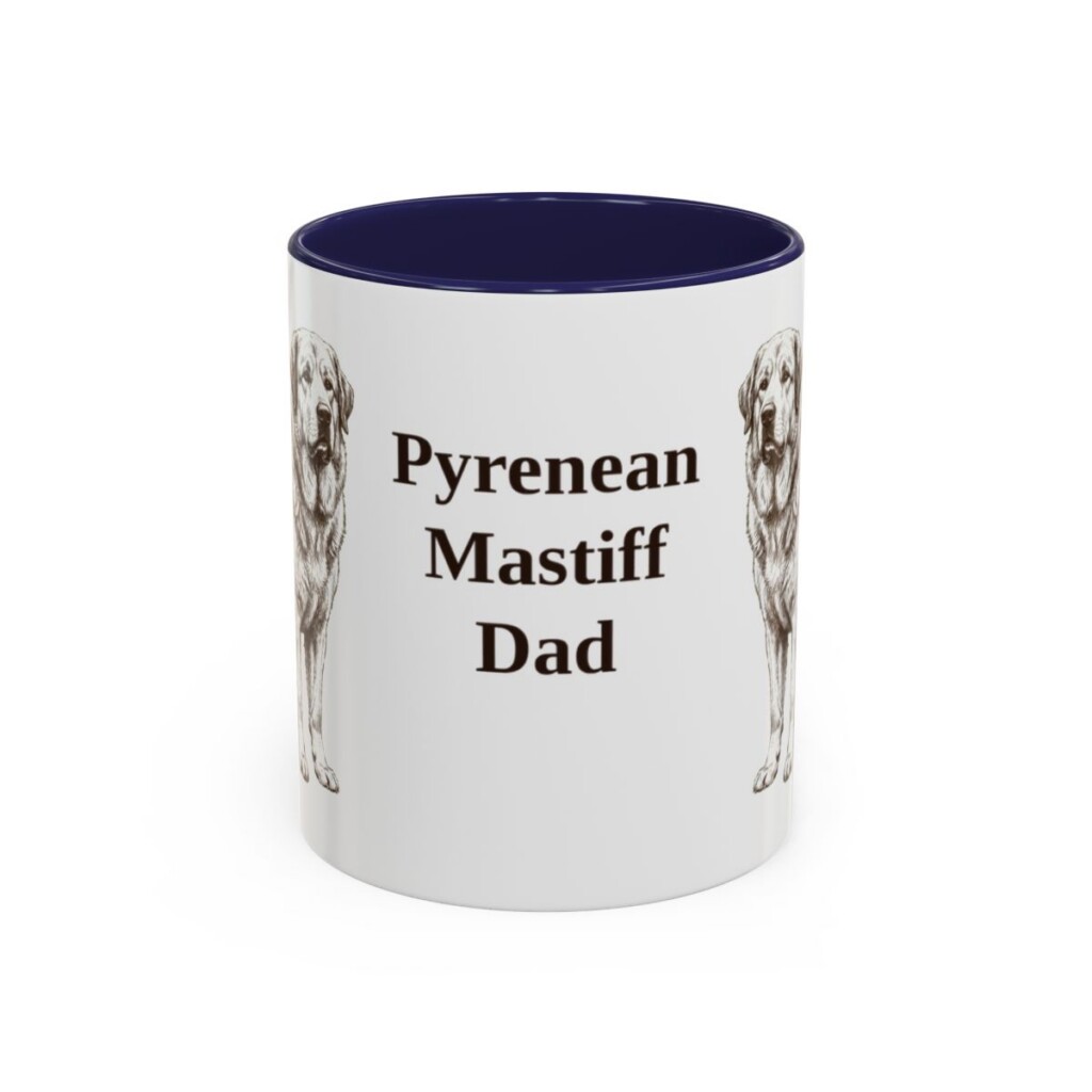 11oz Pyrenean Mastiff Dog Dad Mug, Navy, front view