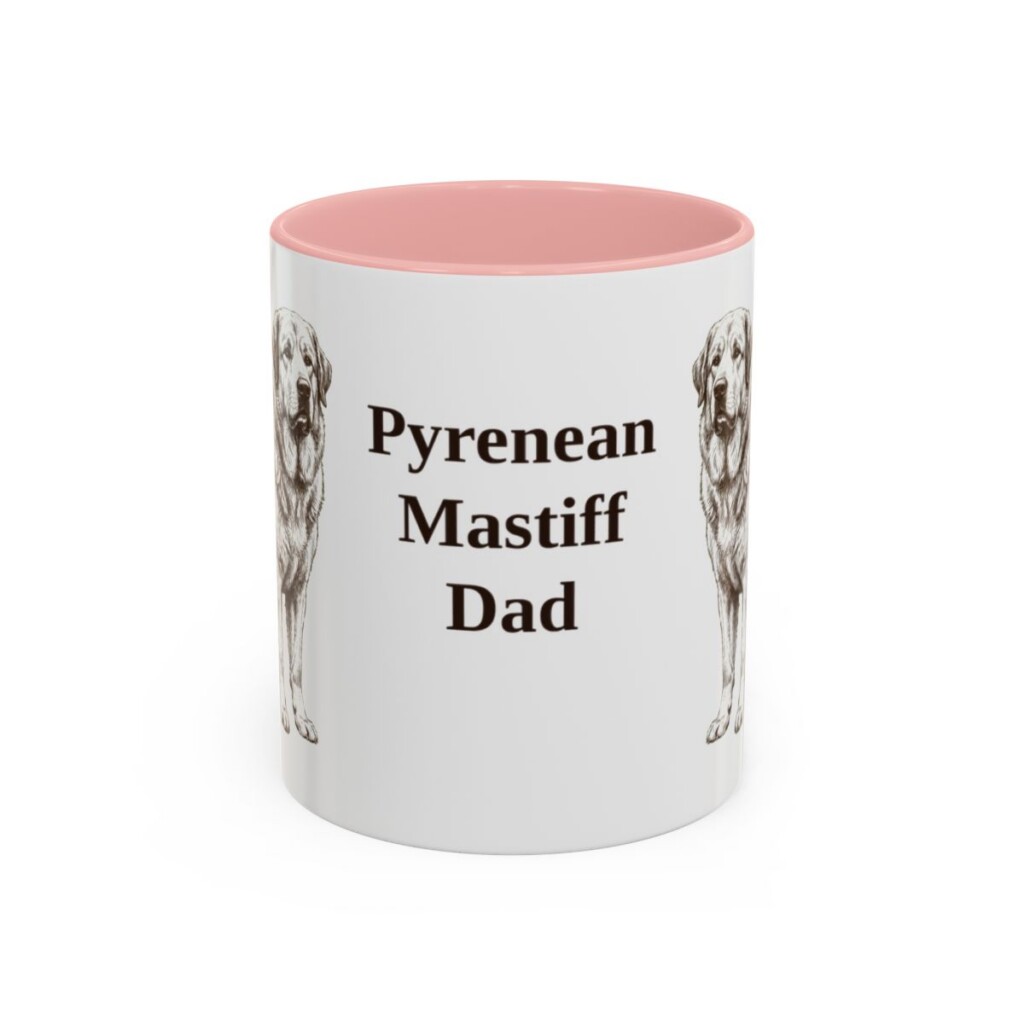 11oz Pyrenean Mastiff Dog Dad Mug, Pink, front view