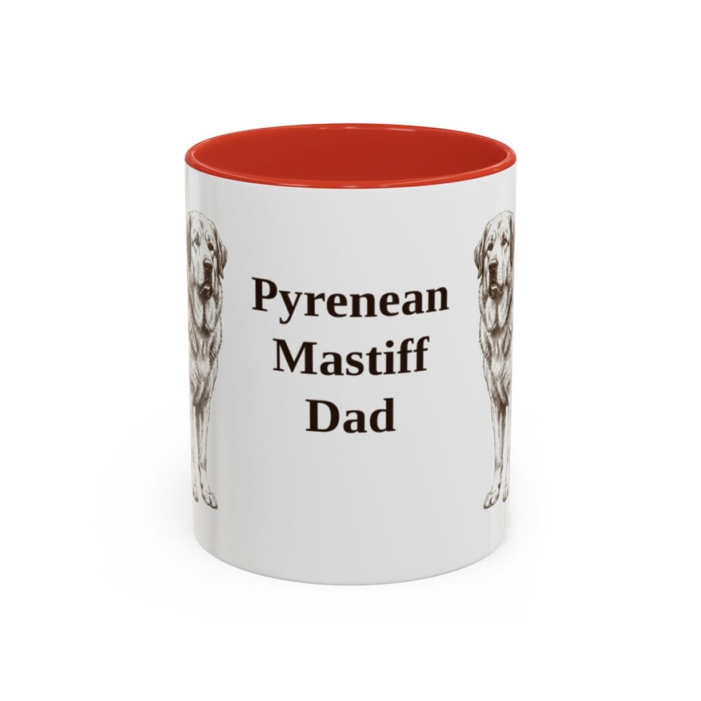 11oz Pyrenean Mastiff Dog Dad Mug, Red, front view