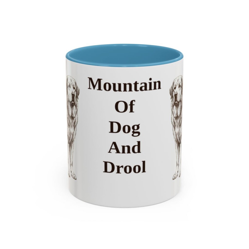 11oz-pyrenean-mastiff-mug-humor-light-blue 11oz Funny Pyrenean Mastiff Mug, Light Blue, front view