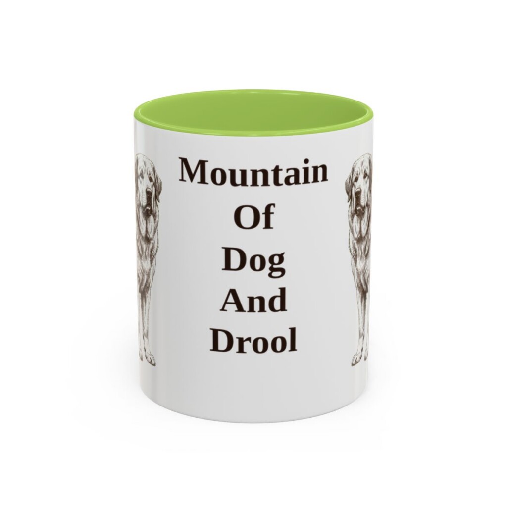 11oz-pyrenean-mastiff-mug-humor-light-green 11oz Funny Pyrenean Mastiff Mug, Light Green, front view