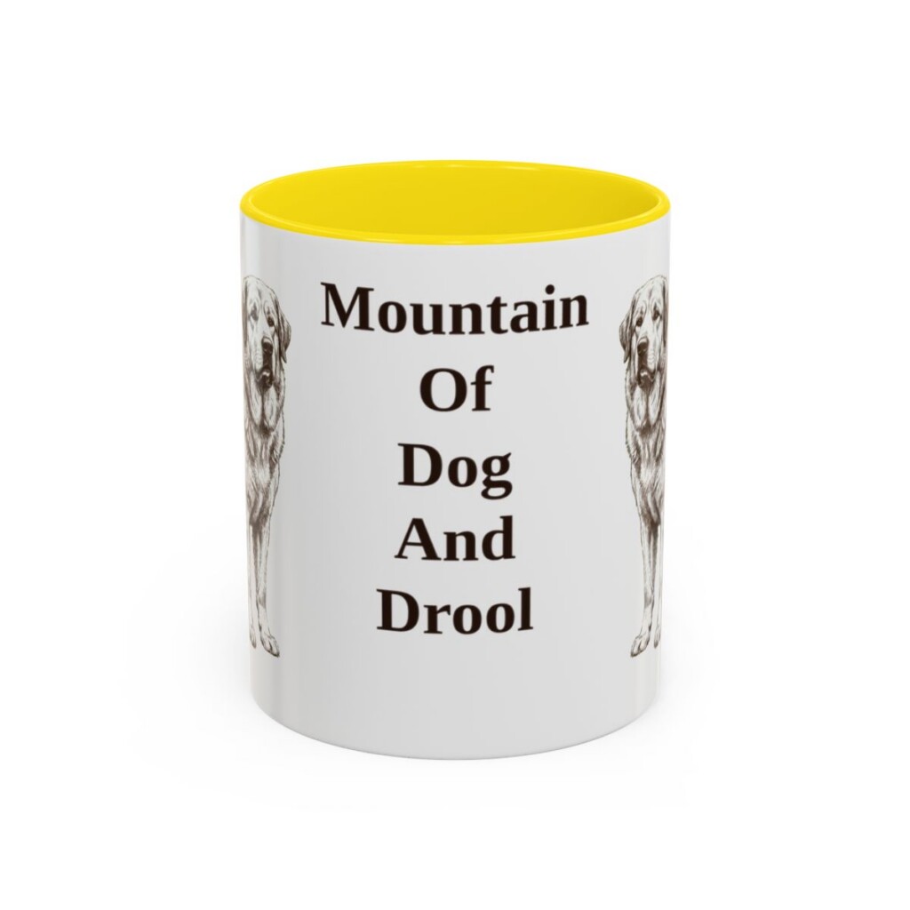 11oz-pyrenean-mastiff-mug-humor-yellow 11oz Funny Pyrenean Mastiff Mug, Yellow, front view