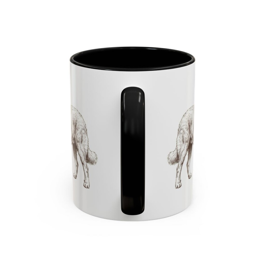 11oz Pyrenean Mastiff Latin Mug, Black, back view