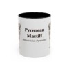 11oz Pyrenean Mastiff Latin Mug, Black, front view