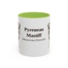 11oz Pyrenean Mastiff Latin Mug, Light Green, front view