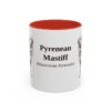 11oz Pyrenean Mastiff Latin Mug, Red, front view