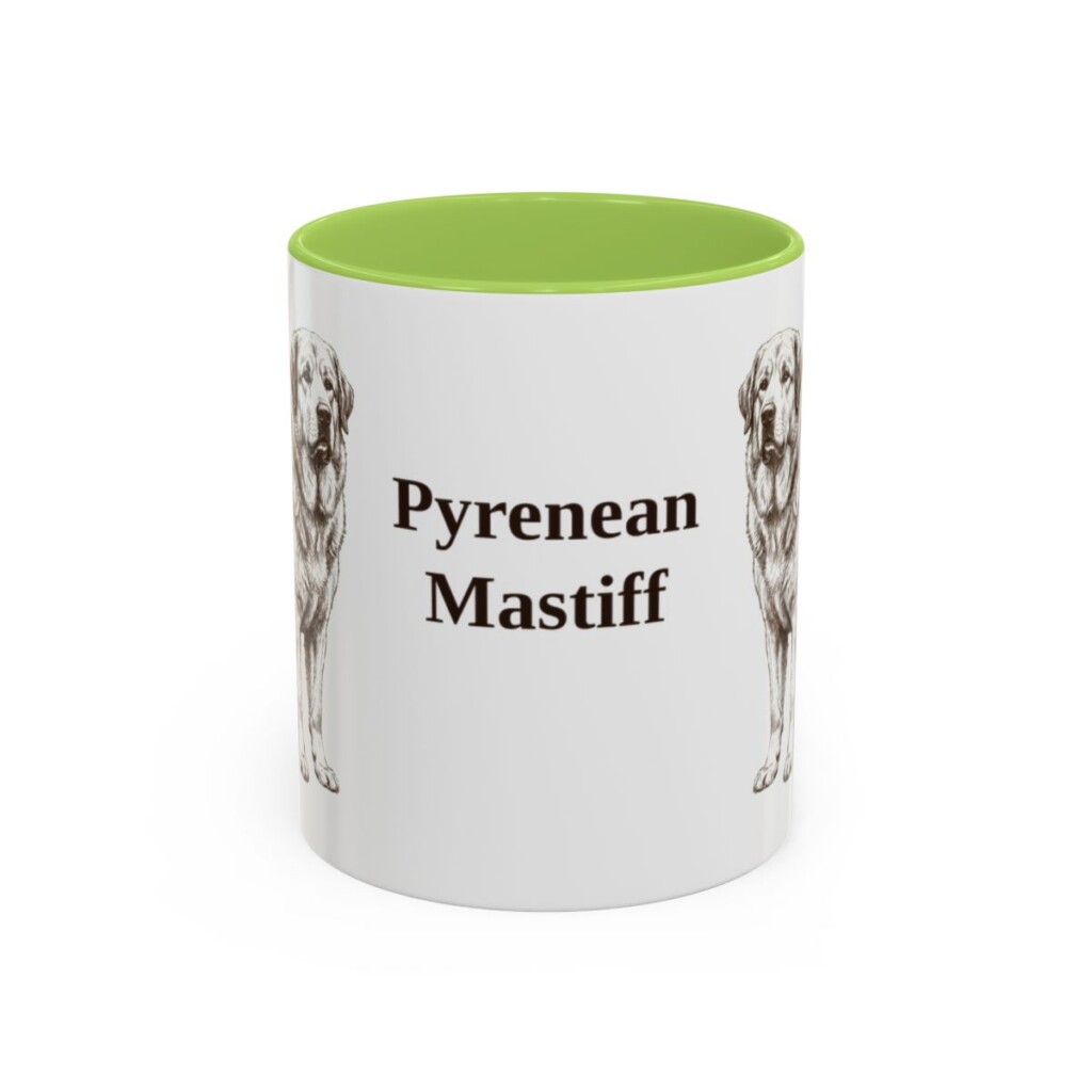 11oz-pyrenean-mastiff-mug-light-green 11oz Pyrenean Mastiff Mug, Light Green, front view