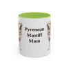 11oz Pyrenean Mastiff Dog Mom Mug, Light Green, front view