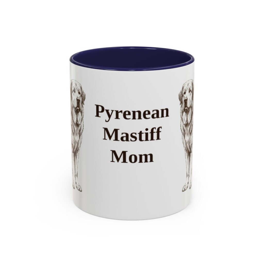 11oz Pyrenean Mastiff Dog Mom Mug, Navy, front view