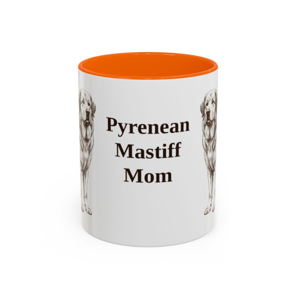 11oz Pyrenean Mastiff Dog Mom Mug, Orange, front view