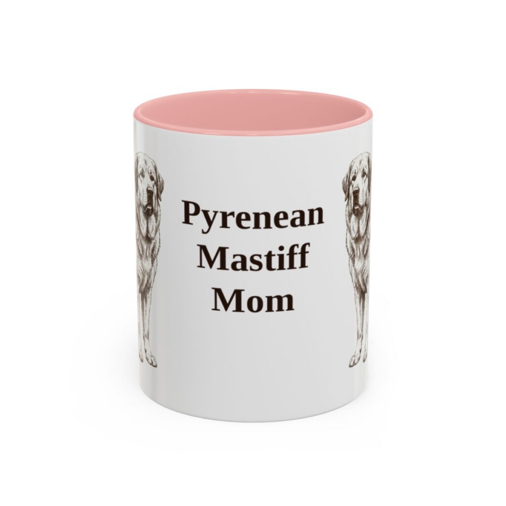 11oz Pyrenean Mastiff Dog Mom Mug, Pink, front view