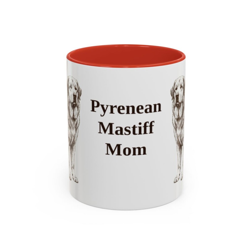 11oz Pyrenean Mastiff Dog Mom Mug, Red, front view