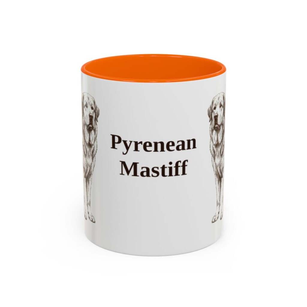 11oz-pyrenean-mastiff-mug-orange 11oz Pyrenean Mastiff Mug, Orange, front view