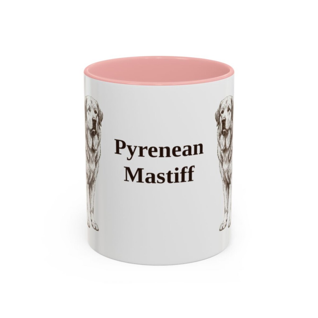 11oz-pyrenean-mastiff-mug-pink 11oz Pyrenean Mastiff Mug, Pink, front view