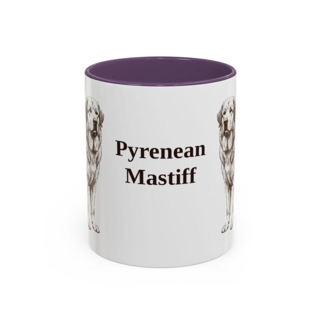 11oz-pyrenean-mastiff-mug-purple 11oz Pyrenean Mastiff Mug, Purple, front view
