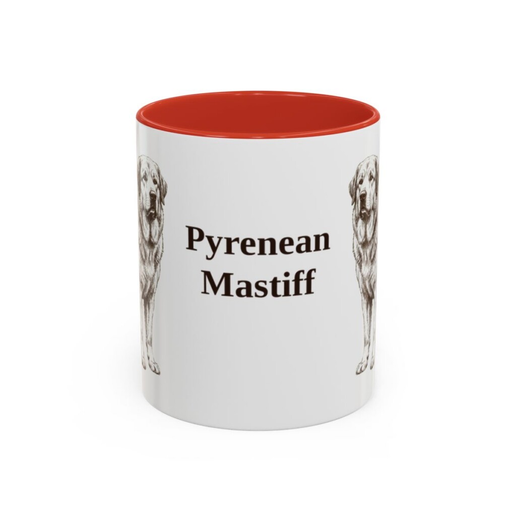 11oz-pyrenean-mastiff-mug-red 11oz Pyrenean Mastiff Mug, Red, front view