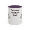 11oz-pyrenean-shepherd-mug-dad-purple 11oz Pyrenean Shepherd Dog Dad Mug, Purple, front view