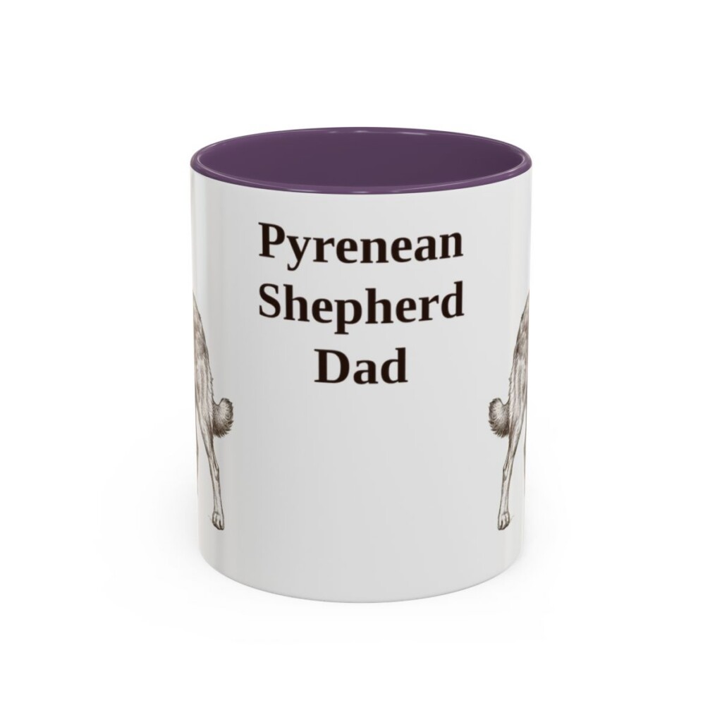 11oz-pyrenean-shepherd-mug-dad-purple 11oz Pyrenean Shepherd Dog Dad Mug, Purple, front view