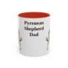11oz-pyrenean-shepherd-mug-dad-red 11oz Pyrenean Shepherd Dog Dad Mug, Red, front view