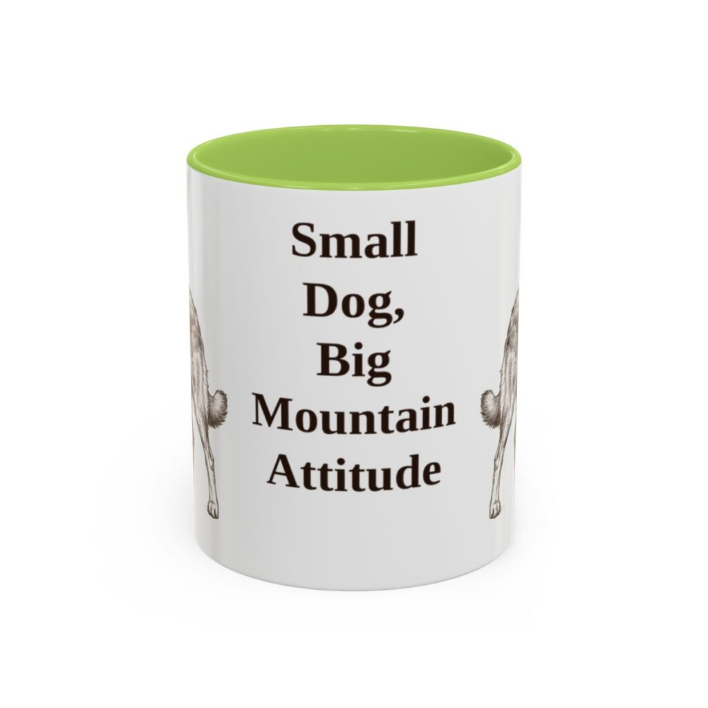 11oz Funny Pyrenean Shepherd Mug, Light Green, front view