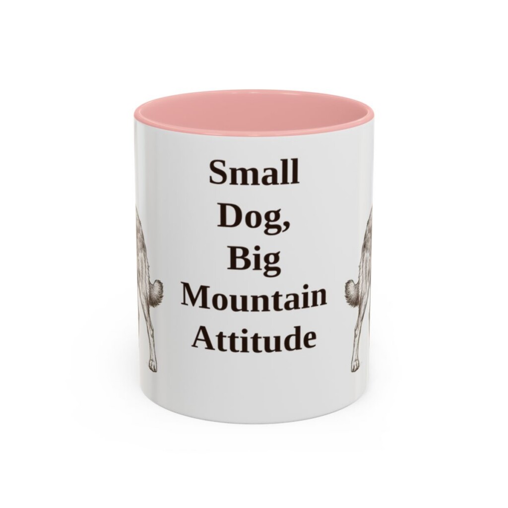11oz Funny Pyrenean Shepherd Mug, Pink, front view