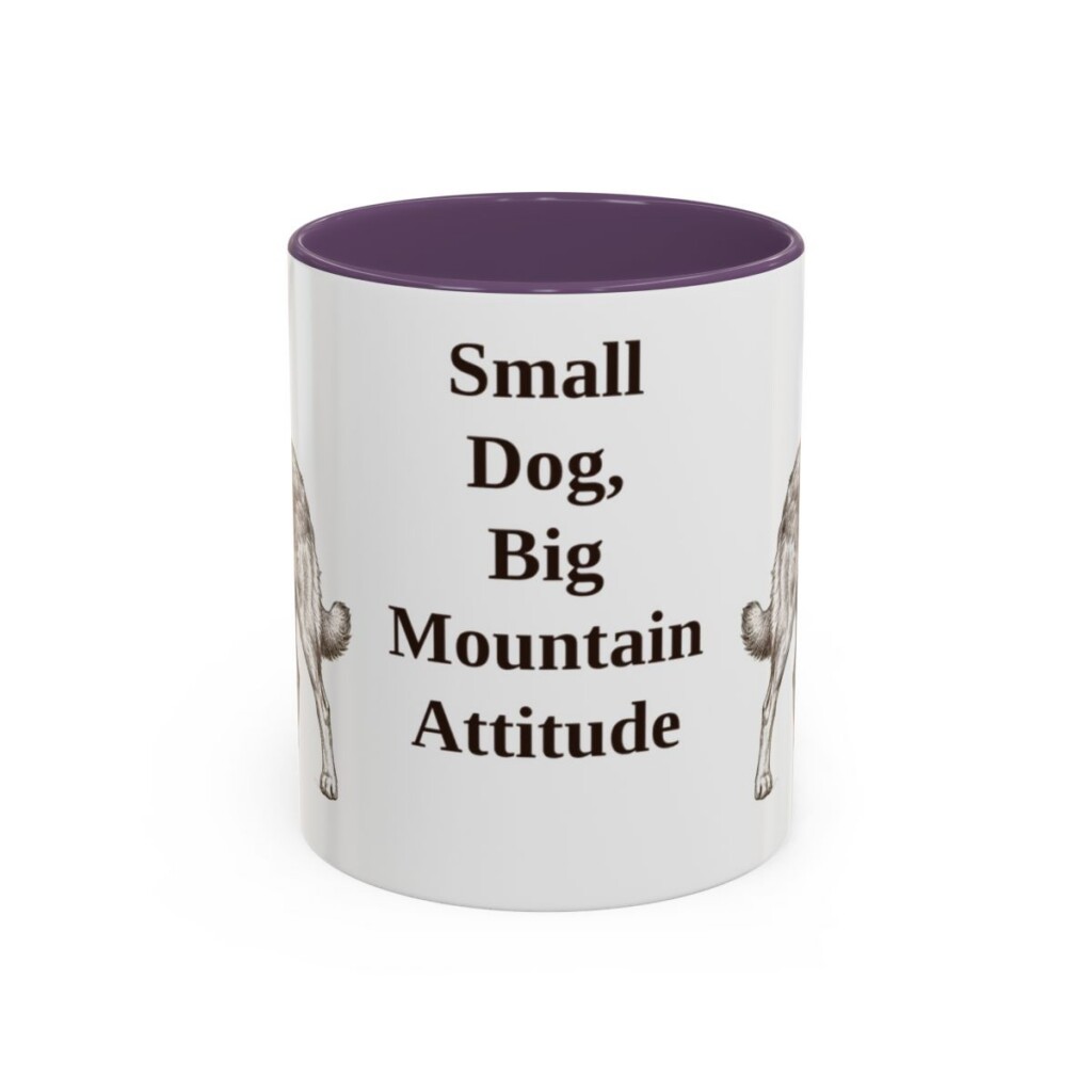 11oz Funny Pyrenean Shepherd Mug, Purple, front view