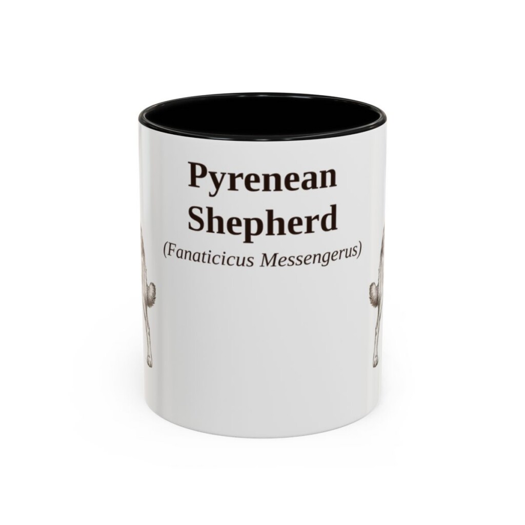 11oz Pyrenean Shepherd Latin Mug, Black, front view