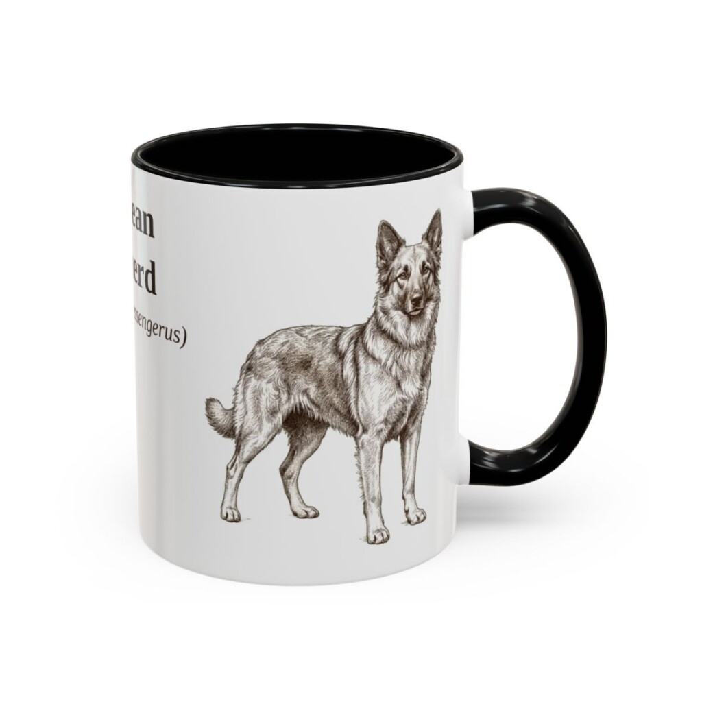 11oz Pyrenean Shepherd Latin Mug, Black, right side view