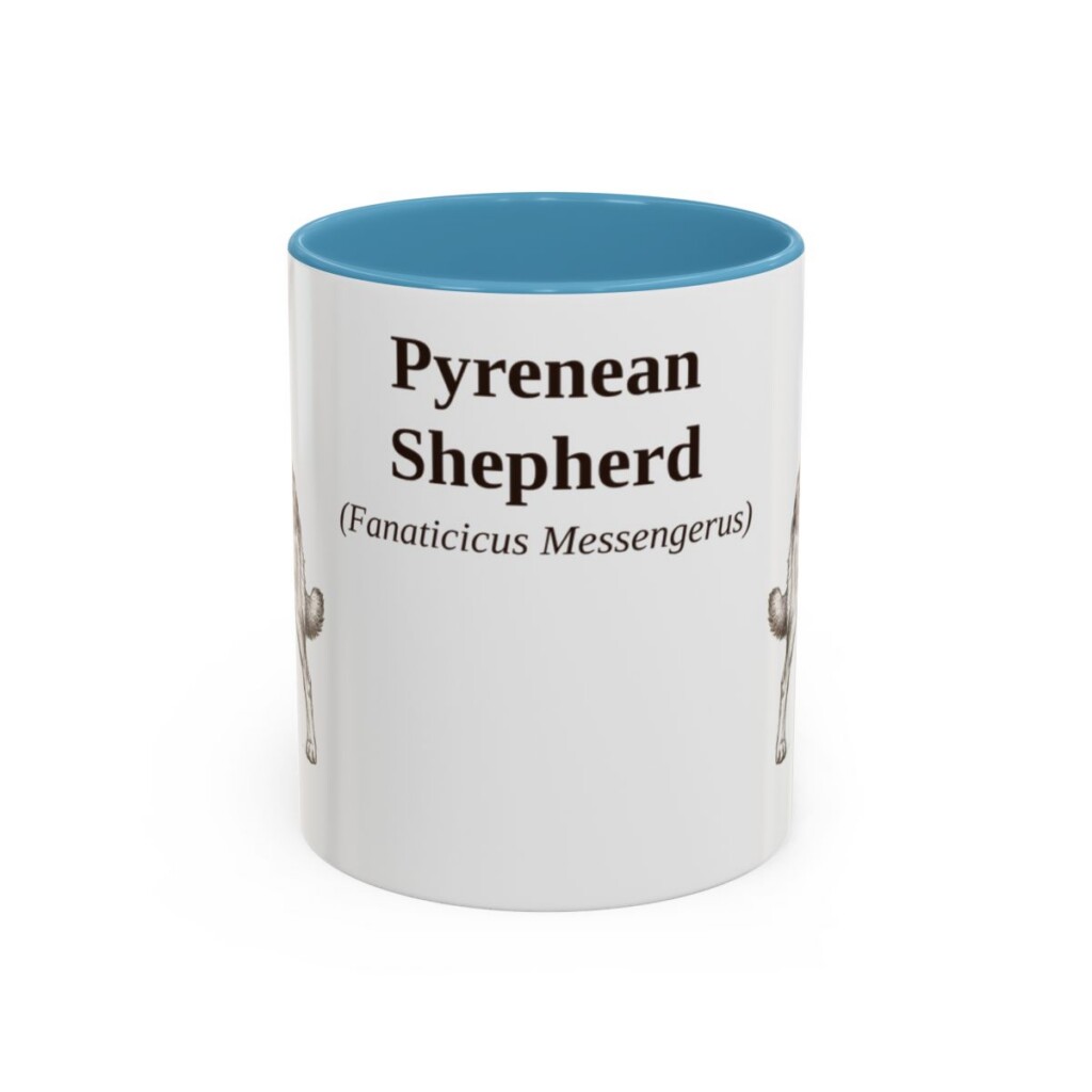 11oz Pyrenean Shepherd Latin Mug, Light Blue, front view