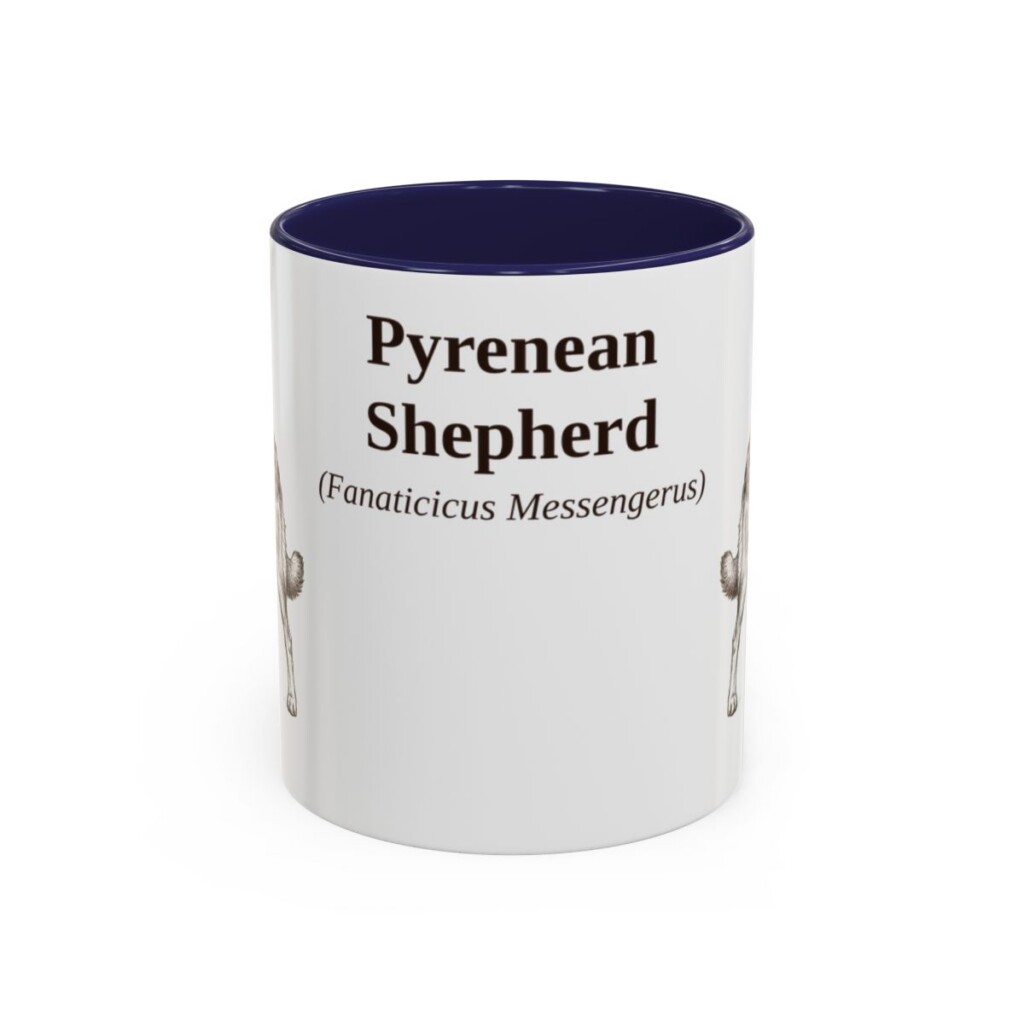 11oz Pyrenean Shepherd Latin Mug, Navy, front view