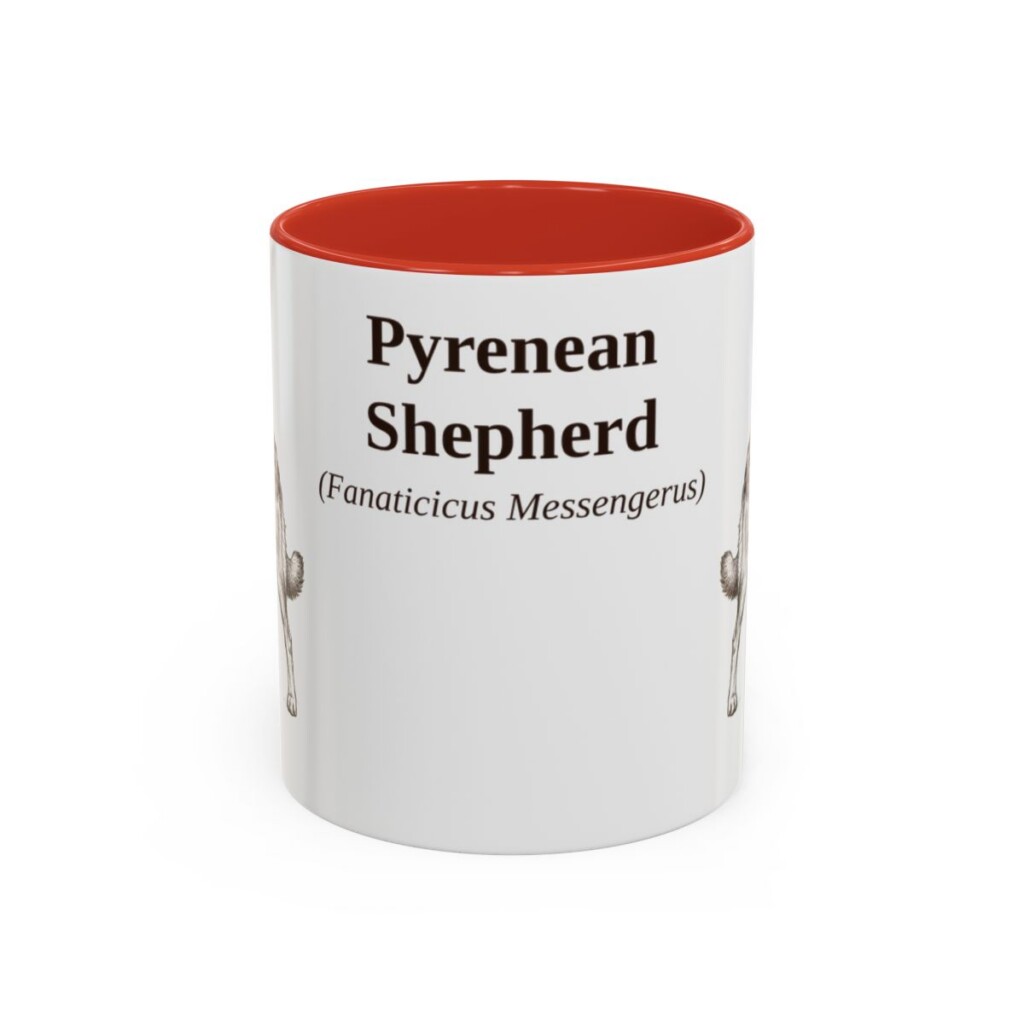 11oz Pyrenean Shepherd Latin Mug, Red, front view