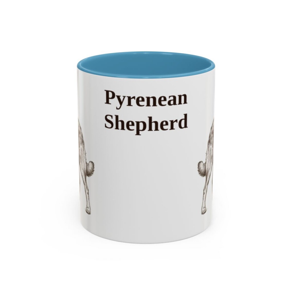 11oz-pyrenean-shepherd-mug-light-blue 11oz Pyrenean Shepherd Mug, Light Blue, front view