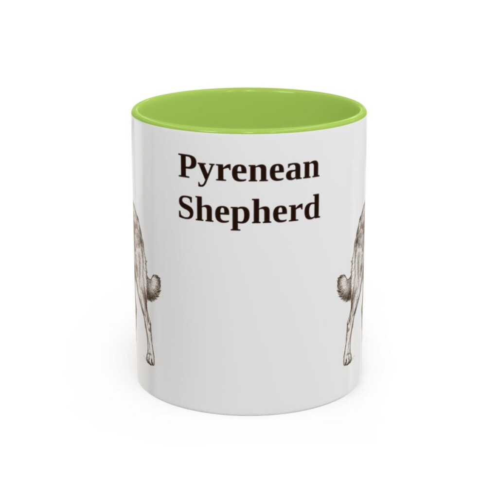 11oz-pyrenean-shepherd-mug-light-green 11oz Pyrenean Shepherd Mug, Light Green, front view