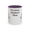 11oz Pyrenean Shepherd Dog Mom Mug, Purple, front view
