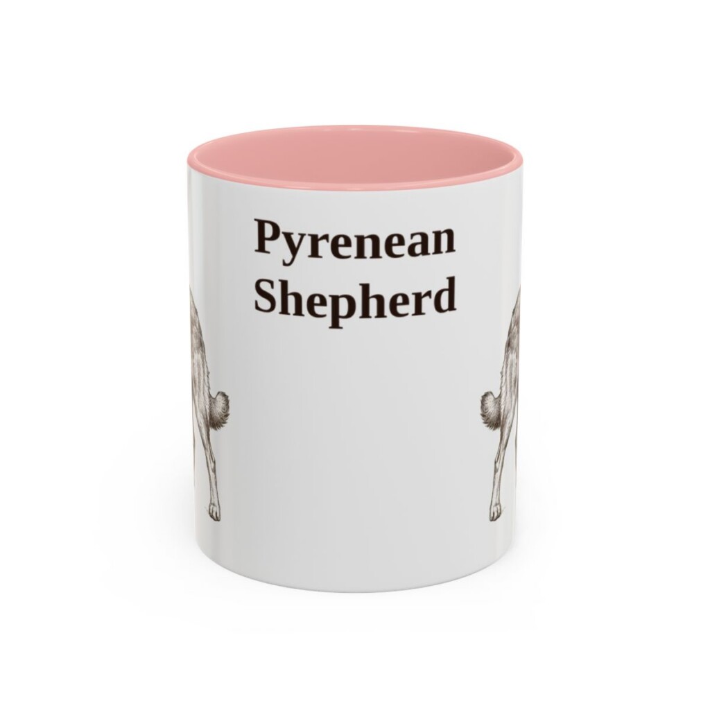 11oz-pyrenean-shepherd-mug-pink 11oz Pyrenean Shepherd Mug, Pink, front view