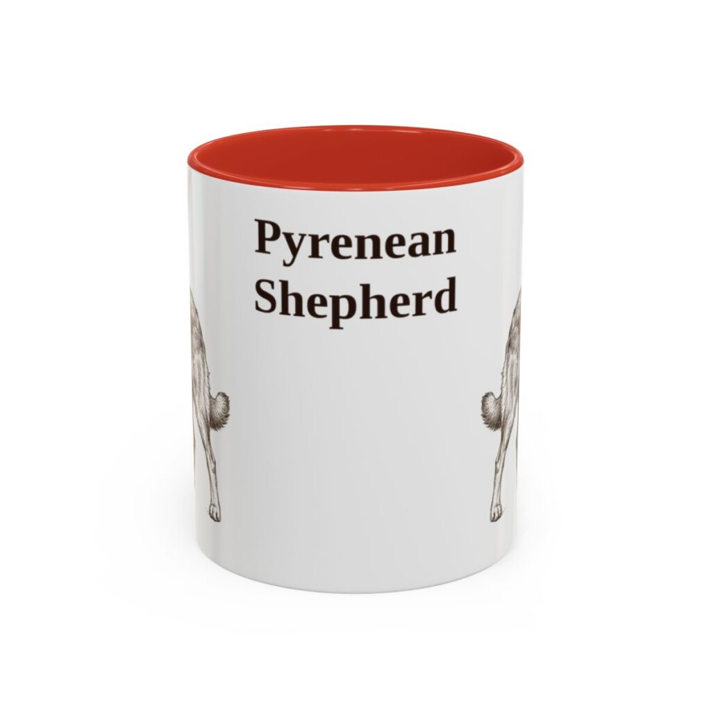 11oz-pyrenean-shepherd-mug-red 11oz Pyrenean Shepherd Mug, Red, front view