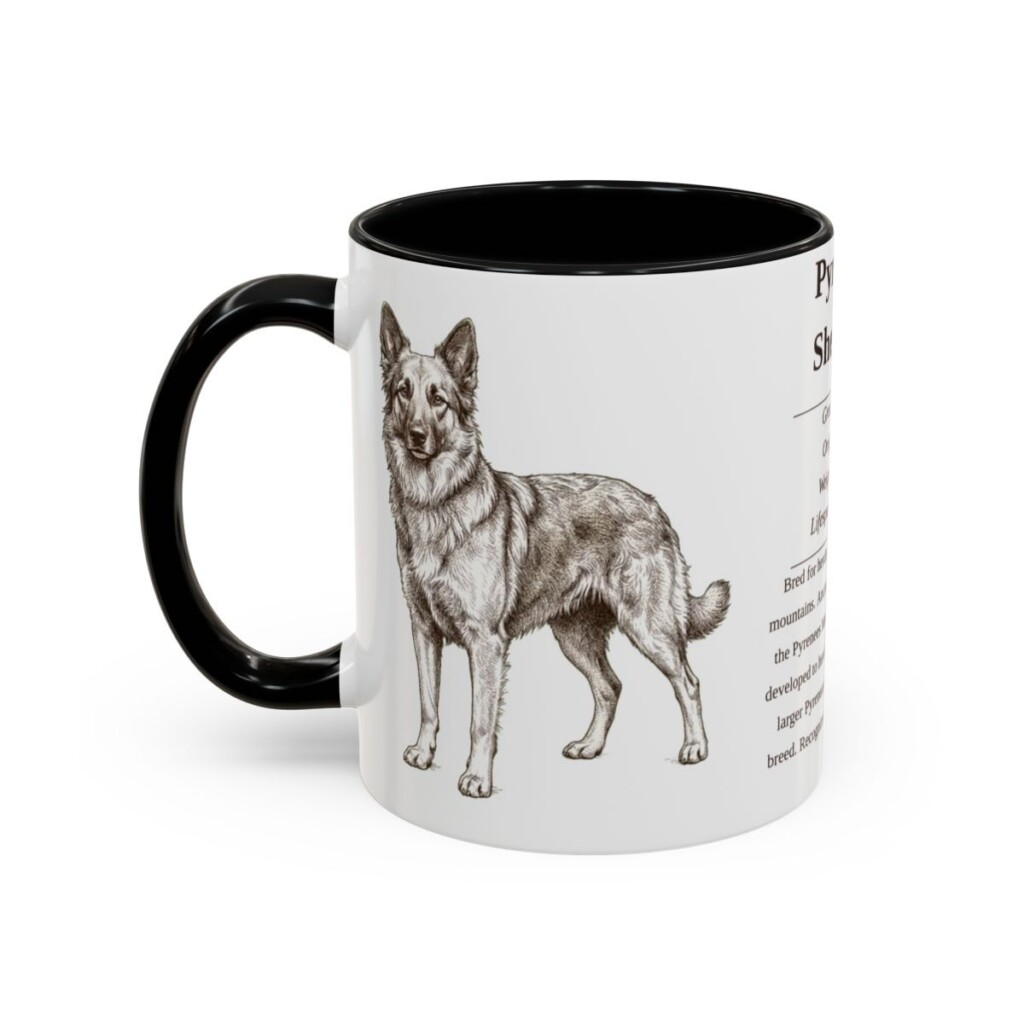 11oz Pyrenean Shepherd Mug, Black, left side view